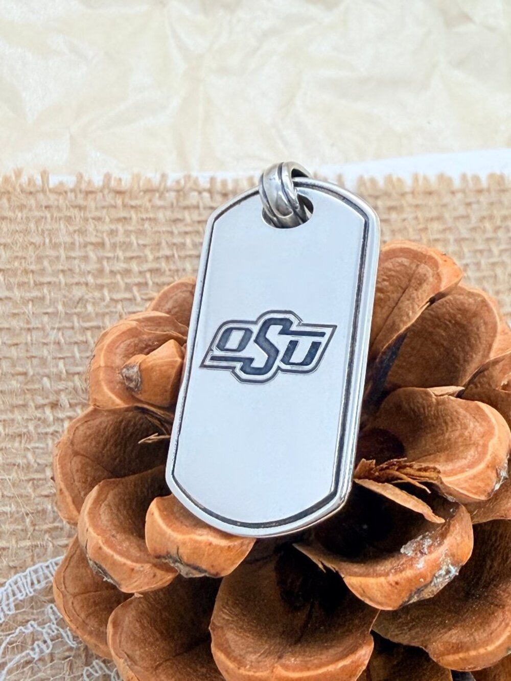 James Avery Oklahoma State University OSU Tag Pendant Sterling Silver